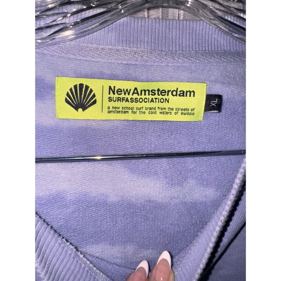 New Amsterdam Surf Association Tie-Dye Crewneck Sweatshirt Purple/White XL rever - Picture 7 of 9